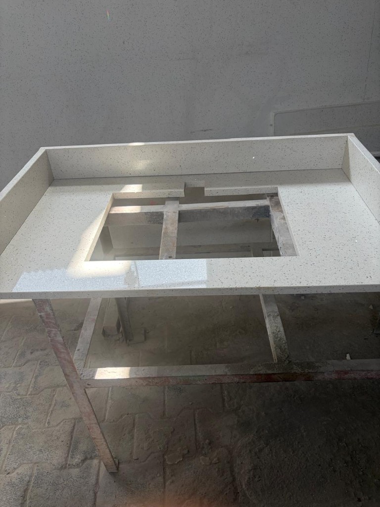 Custom countertop with sink cutout